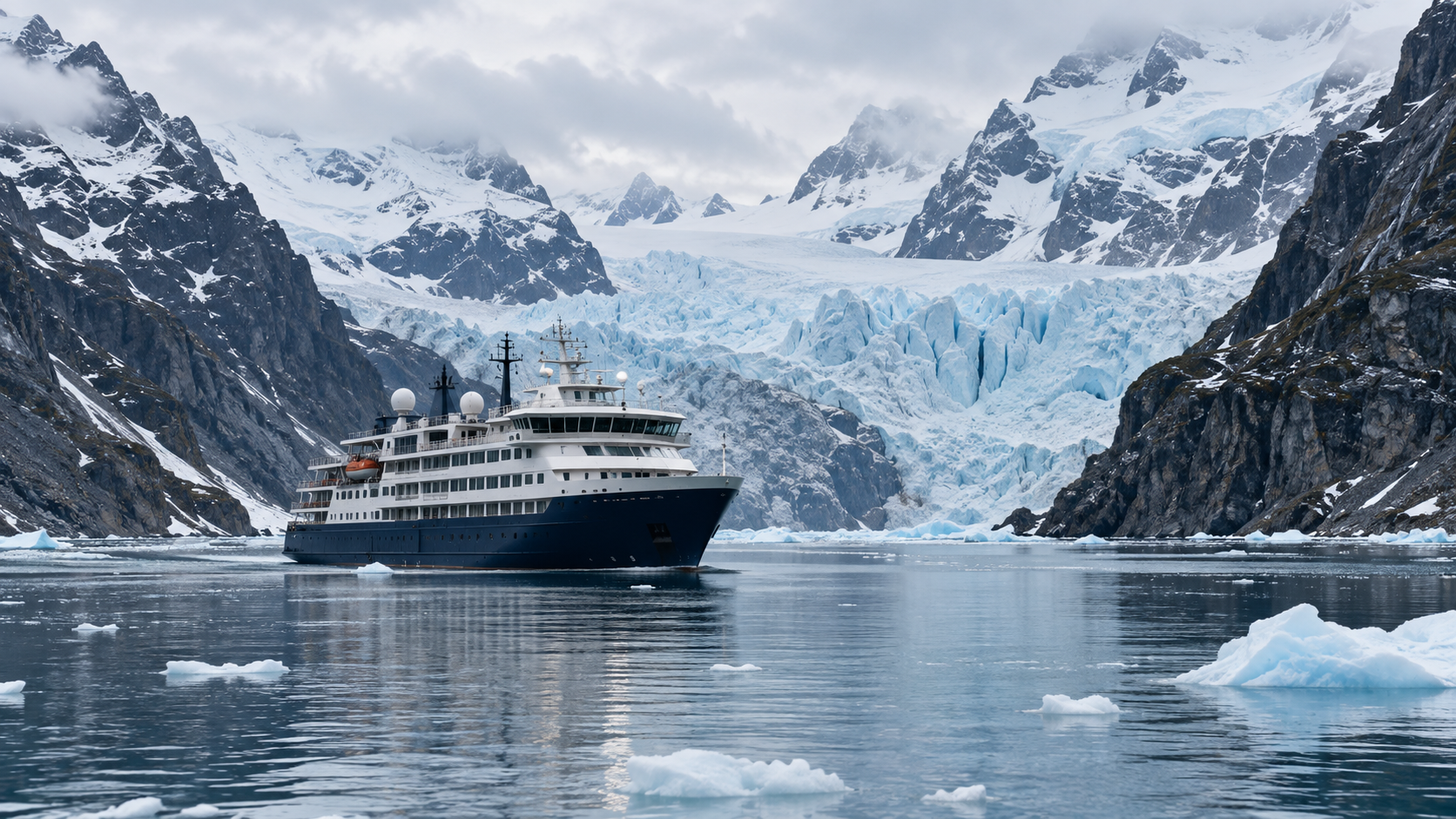 Editorial view representing expedition cruising